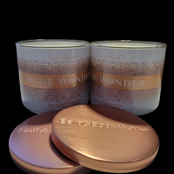Bath & Body Works Other - 2pc Bath & Body Works Pure Wonder 3-Wick Candle - NEW!